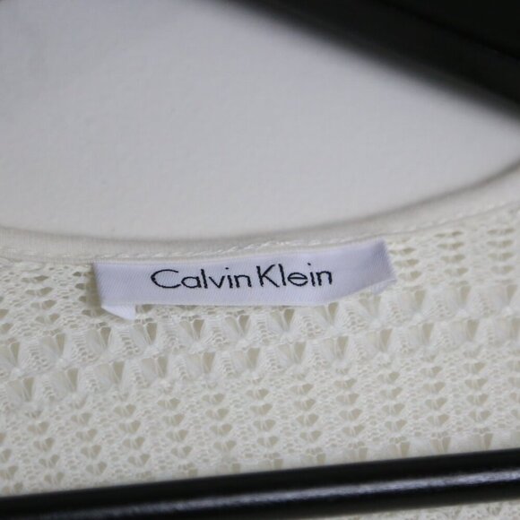 Calvin Klein Pointelle Knit Ruana Overlay Beach Wrap Cream White One Size - Picture 3 of 5